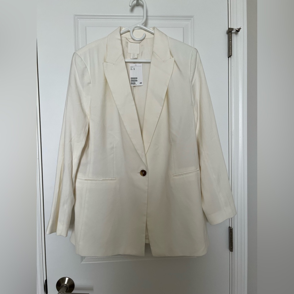 H&M Longline Cream White Blazer NWT size 12